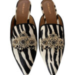 Zebra Print Flat Mules Designed in California