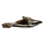 Zebra print flat mules made from calf hair